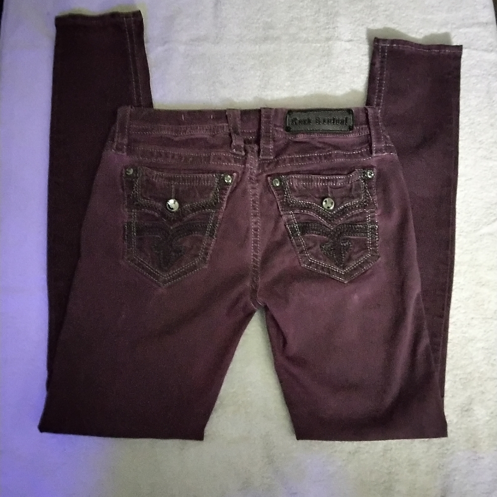 Rock Revival Purple Skinny Jeans with Distinctive Stitching